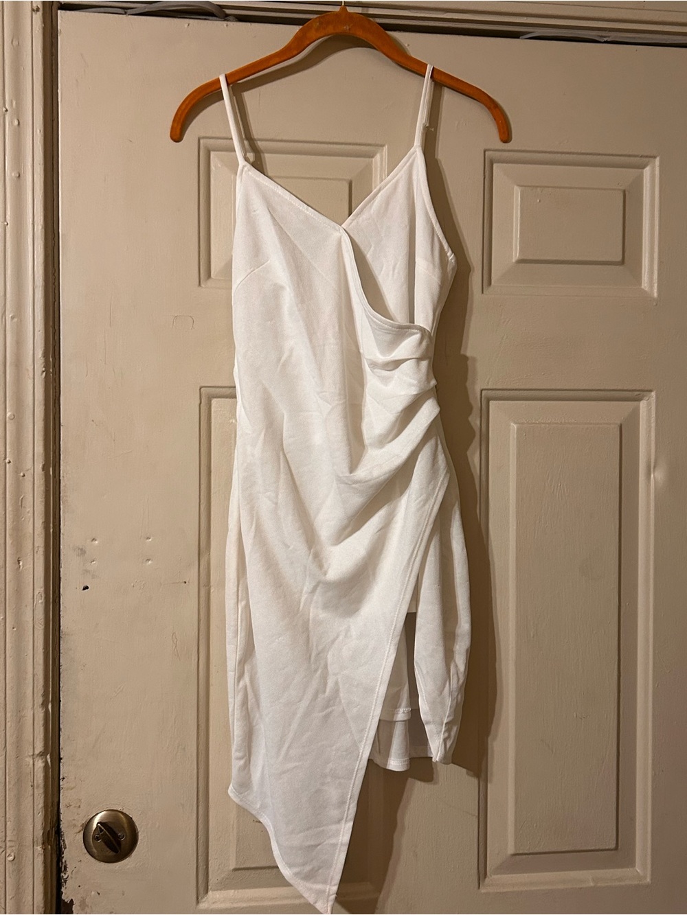 HYFVE White Asymmetrical Draped Slip Dress